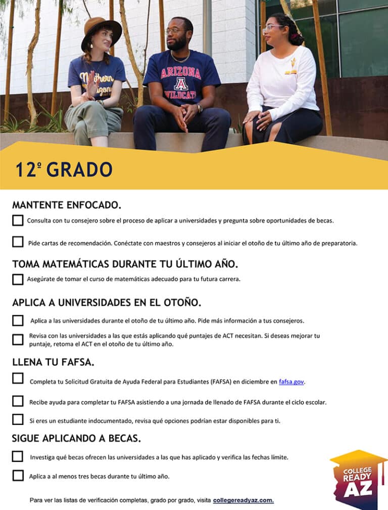 12th grade college checklist Spanish