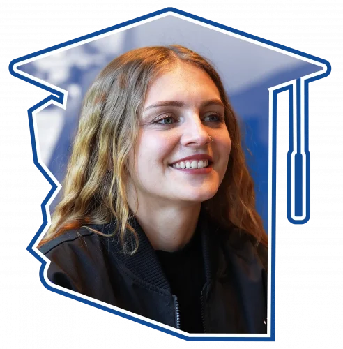 Rhiannon face in the college ready az logo outline